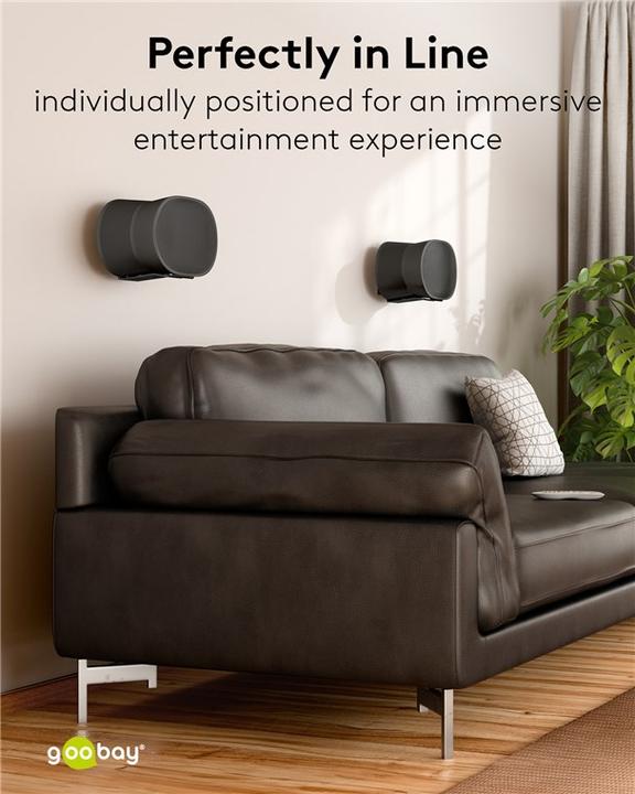 Produktbild Goobay Lautsprecher-Wandhalterung Modern Era 3 Flex, schwarz (Set, Wandmontage, Schwenkbar, Neigbar)