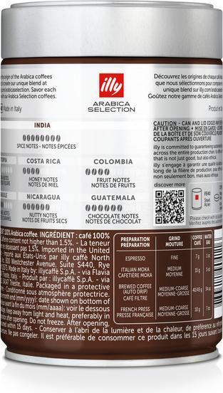 Valori nutrizionali e ingredienti Illy Caffè in grani arabica selezione india (250 g)