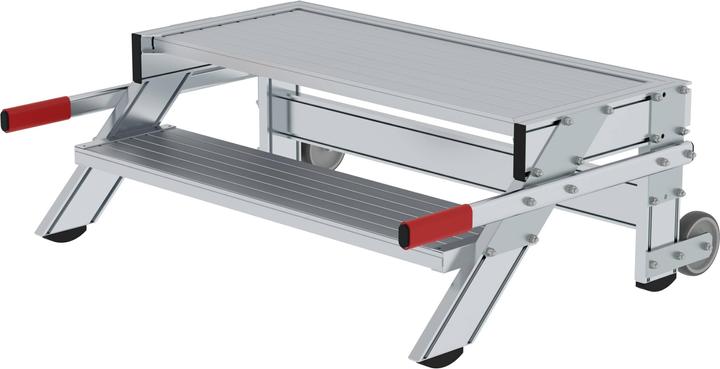 Immagine prodotto Munk Piattaforma di lavoro mobile, larghezza gradini 1000 mm, alluminio nervato 2 gradini (Ponteggio, 88.50 cm)