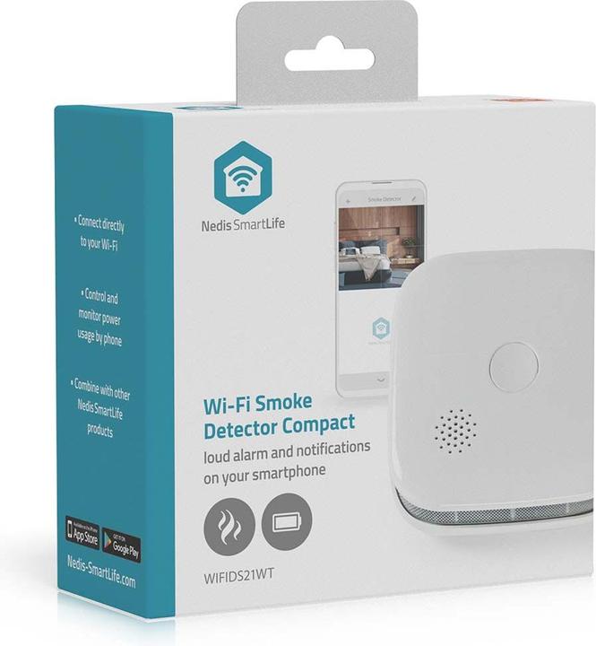 Actual product image Nedis SmartLife Smoke Detector | Wi-Fi | Battery operated | Sensor life: 10 years | EN 14604 | M