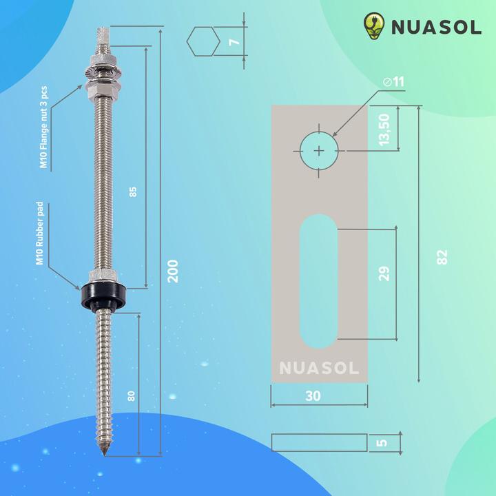Image du produit Nuasol Vis à double filetage avec plaque d'adaptation (Matériel de montage du système solaire)