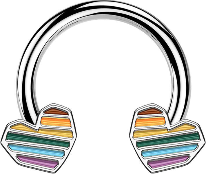Produktbild Star Piercing Micro Circular Barbell silber Regenbogen Herz (Messing, Chirurgenstahl 316L)