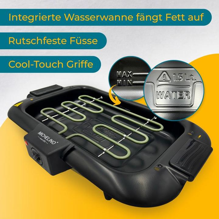 Image du produit Michelino Gril de table Gril électrique Gril BBQ Plaque de cuisson Gril de table (2 kW)