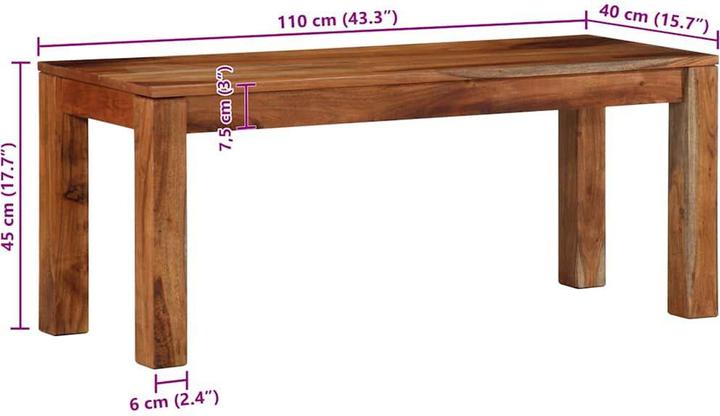 Produktbild VidaXL Bank 110 cm Massivholz Akazie (110 cm)