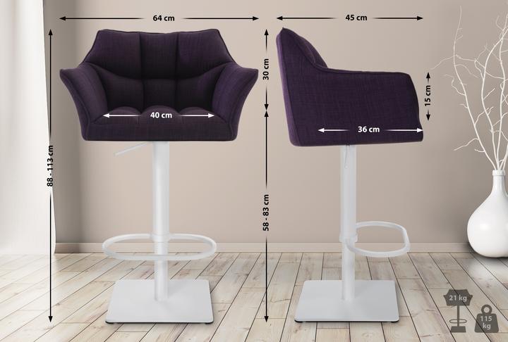 Actual product image CLP Bar Stool Damaso W Fabric, Purple