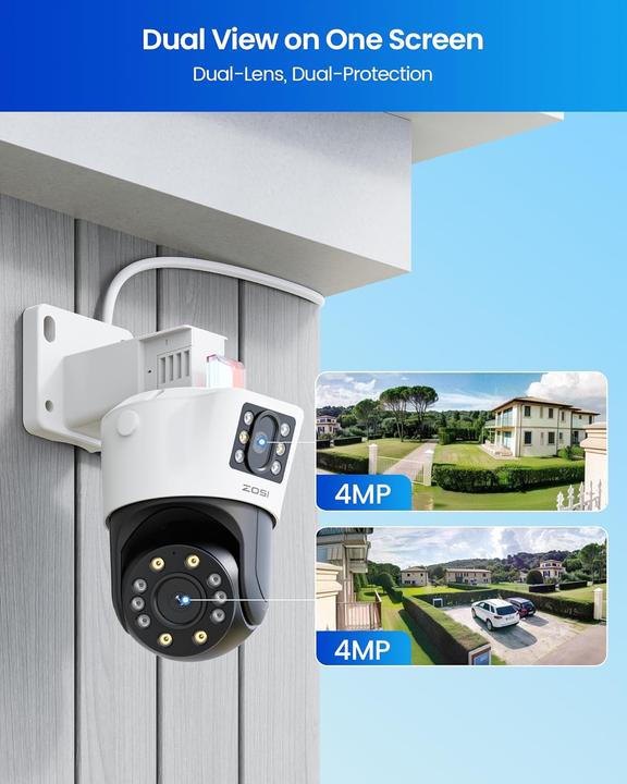 Immagine prodotto Zosi Dual-Lens PoE Überwachungskamera-Set mit AI Erkennung
