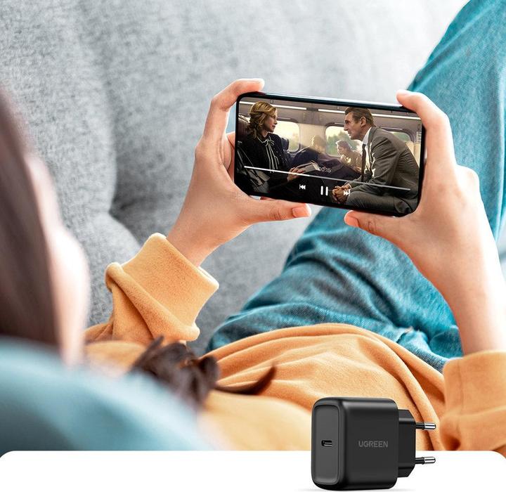 Immagine prodotto Ugreen Caricatore da parete CD250, 25W, USB-C (nero) + cavo da USB-C a USB-C, 2m (nero) (25 W)