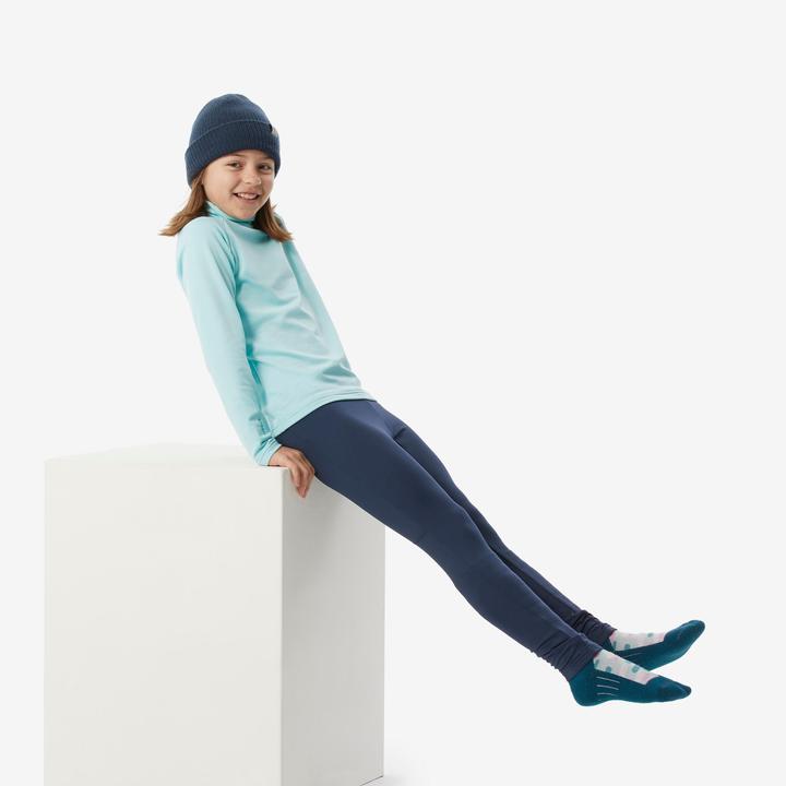 Actual product image Wedze Ski underwear functional shirt children high collar - BL 500 turquoise (3, 4)