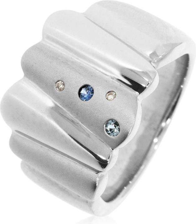 Actual product image Xen Ring with 2 diamonds, sapphire and blue topaz (52, 925 Silver)