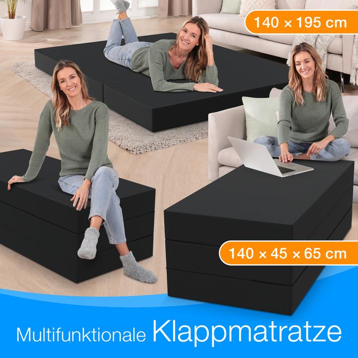 Produktbild Bestschlaf Klappmatratze, 3-teilige Faltmatratze, Reisebett, Gästematratze (140 x 195 cm, Schaumstoffkern)