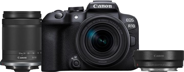 Image du produit Canon Kit EOS R10 avec adaptateur EF-EOS R - EU (18 - 150 mm, 24.20 Mpx, APS-C / DX)