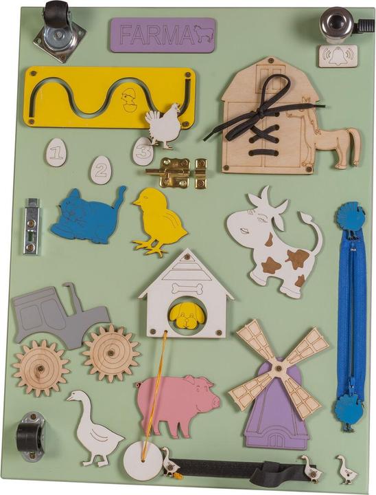 Produktbild Ikonka Zweiseitige Kreidetafel aus Holz Bauernhof bunt manipulative Board (Pinnwand)