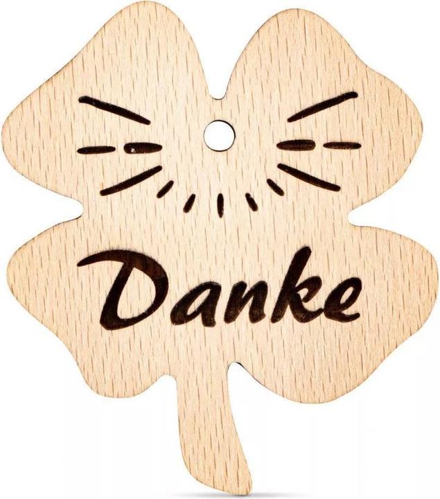 Produktbild ZNatur Kleeblatt Anhänger Geschenk Deko mit Gravur Danke No.69