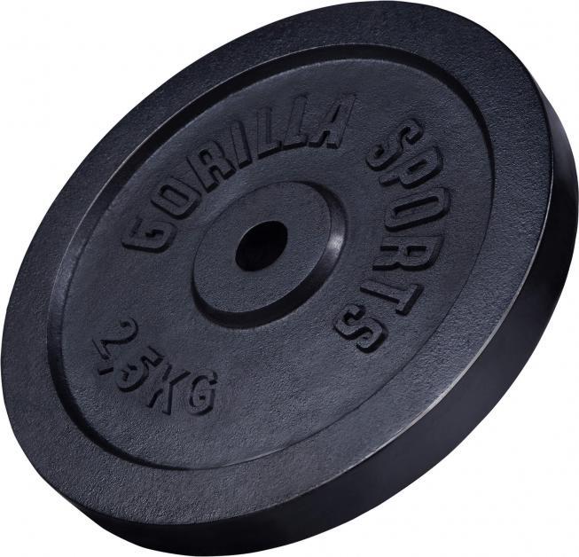 Produktbild Gorilla Sports Hantelscheibe Guss Schwarz 1,25-15 KG (1 x 2.5 kg)