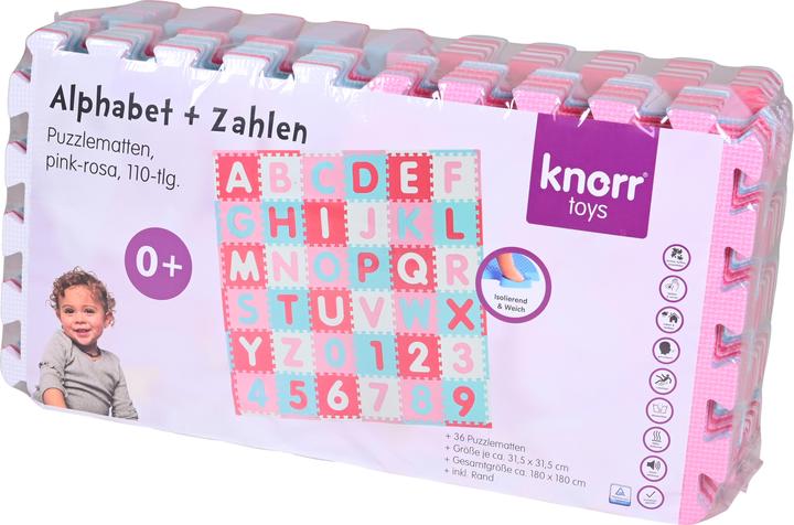 Produktbild Knorrtoys Puzzlematte - "Alphabet + Zahlen" pink-rosa (180 x 180 cm)