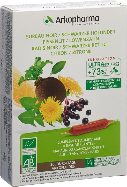 Immagine prodotto Arkopharma Arkofluide Bio Holunder Rettich Löwenzahn Zitrone (20 Pezzo/i, Fiala, 360 g)