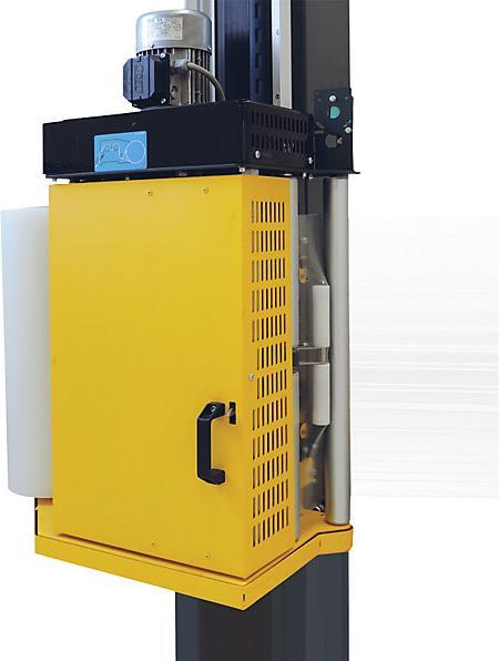 Actual product image kaiserkraft OneWrap-L pallet wrapper, open turntable, film carriage with 240% powered