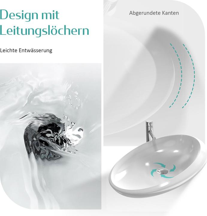 Produktbild Emke Aufsatzwaschbecken Kleines Ovales Waschbecken Waschplatz Handwaschbecken für Badezimmer, Aufsat (450 mm, 600 mm)