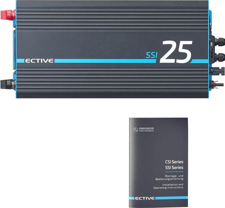 Produktbild Ective SSI 25 Sinus-Wechselrichter 2500W 24V mit Netzvorrang, Ladegerät & MPPT Laderegler (CH-Stecker)