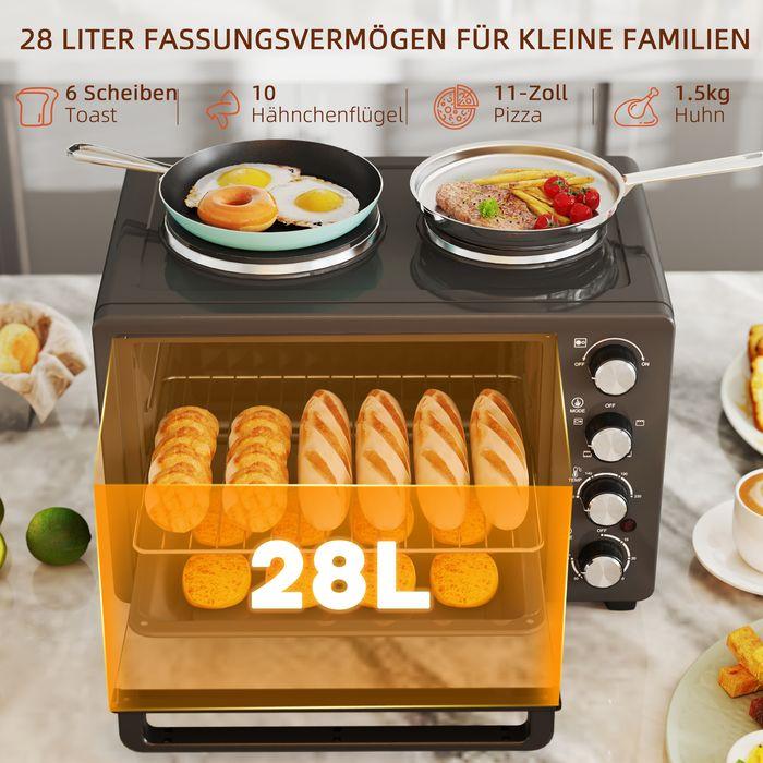 Produktbild Swisshandel24 Minibackofen 28 L 2600W Mini Backofen 100-230℃ 60 Min. Timer Schwarz