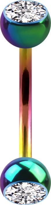 Immagine prodotto Star Piercing Micro banana colorata con due sfere e cristallo d'argento (Titanio G23, senza ottone)