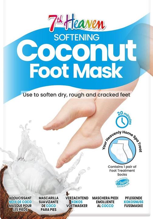 Image du produit 7th Heaven Chaussettes de masque pour les pieds à la noix de coco Chaussettes hydratantes et adoucissantes au (Crème et gel pour les pieds)