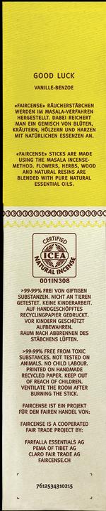 Produktbild Farfalla Good Luck Faircense Räucherstäbchen