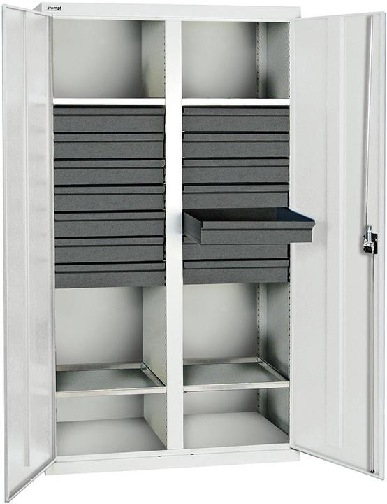 Stumpf Werkzeugschrank Trennwand grau 1800x1000x500mm 14 Schubladen 4 Böden (180 cm, 100 cm)