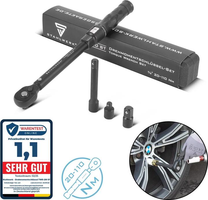 Produktbild Stahlwerk Drehmomentschlüssel TWS-110 ST 72 Zähne 20-110 Nm 3/8“ Umschaltknarre (3/8", 1/4", 1/2", 20 Nm, 110 Nm)