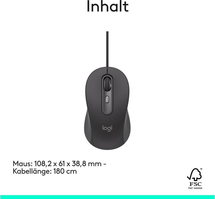 Actual product image Logitech LOGI Wired Mouse M520 for Business, Wired Mouse (Cable)