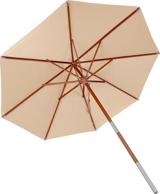 Immagine prodotto Swisshandel24 Gastronomia Ombrellone in legno, Ombrellone da giardino, poliestere/legno 14kg, rotondo Ø3m a corda