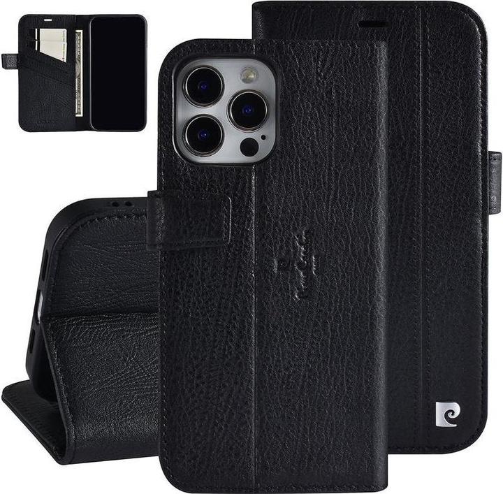 Actual product image Pierre Cardin Case iPhone 13 Pro - Genuine leather book case black & 3 card slots No.288 (Apple iPhone 13 Pro)