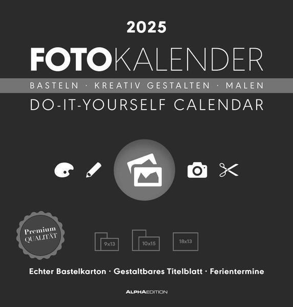 Alpha Edition Calendario nero 2025, 21x22cm, calendario fai da te con pagine in (21 x 22 cm, Nessuna rilegatura, Tedesco)