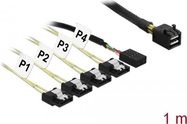 Image du produit Delock Câble SAS inversé : 4xSATA - SFF-8643, 1m