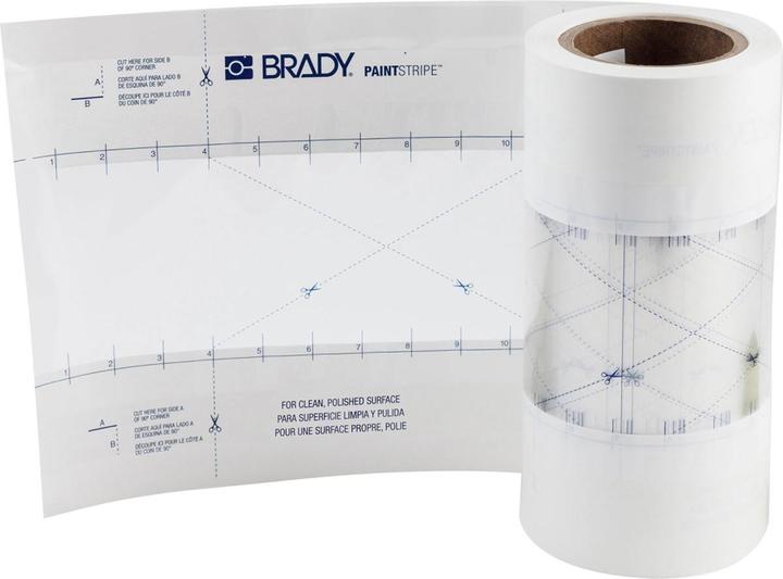 Actual product image Brady PaintStripe stencil - continuous line, polyester, transparent/white, 76.20 mm x 30.50 m