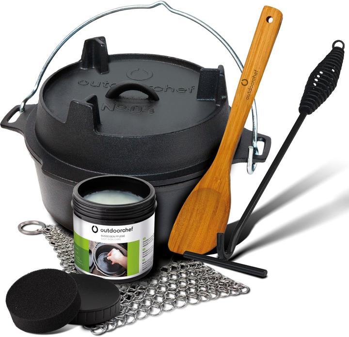 Actual product image Outdoorchef Dutch Oven 04 - 3.8 litres - incl. starter set with cast iron care, ring cleaner, lid cleaner
