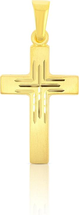 Produktbild Muau Pendant cross yellow gold 750, 25x12mm (Satiniert mit Kreuz-Fantasieschliff)