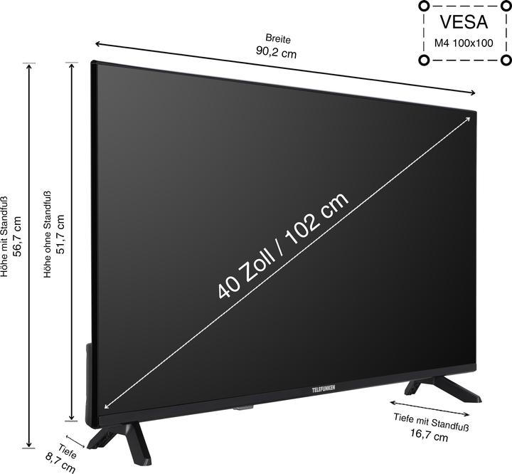 Actual product image Telefunken D40F751X7CW 40-inch Smart TV (Full HD, HDR, triple tuner, 6 months HD+ included) (40", LED, Full HD, 2024)