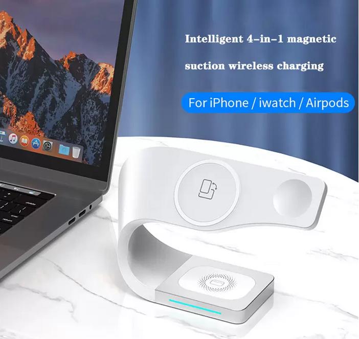 Produktbild PhoneLook Magnetische Wireless Ladestation 15W für iPhone Apple Watch, AirPods Weiss (15 W)