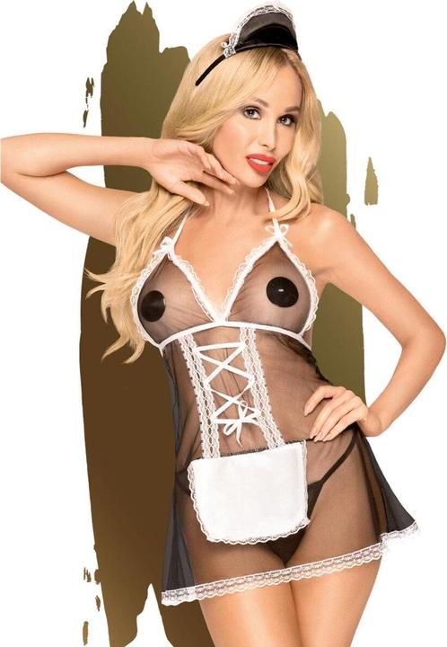 Actual product image Penthouse Lingerie Teaser - Mesh babydoll with fine lace trim including thong and (M/L)