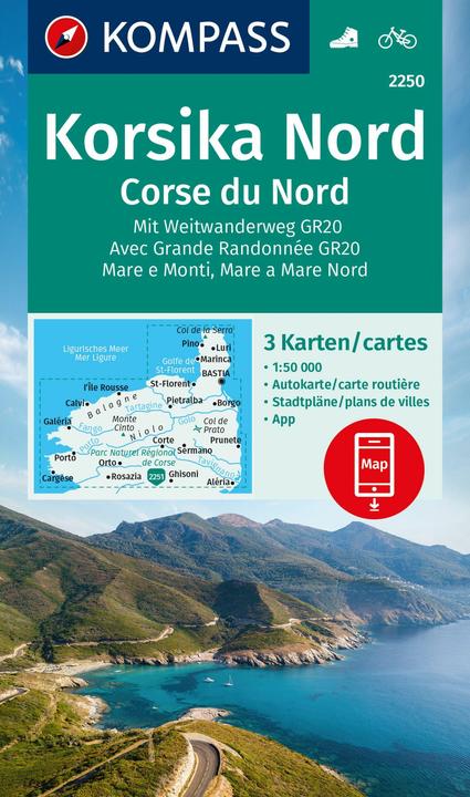 Wanderkarten-Set 2250 Korsika Nord, Corse du Nord, Weitwanderweg GR20 (3 Karten) 1: (Deutsch)