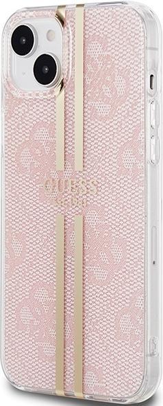 Actual product image Guess GUHCP15SH4PSEGP iPhone 15 / 14 / 13 6.1" różowy/pink hardcase IML 4G Gold Stripe (Apple iPhone 14, Apple iPhone 13, Apple iPhone 15)