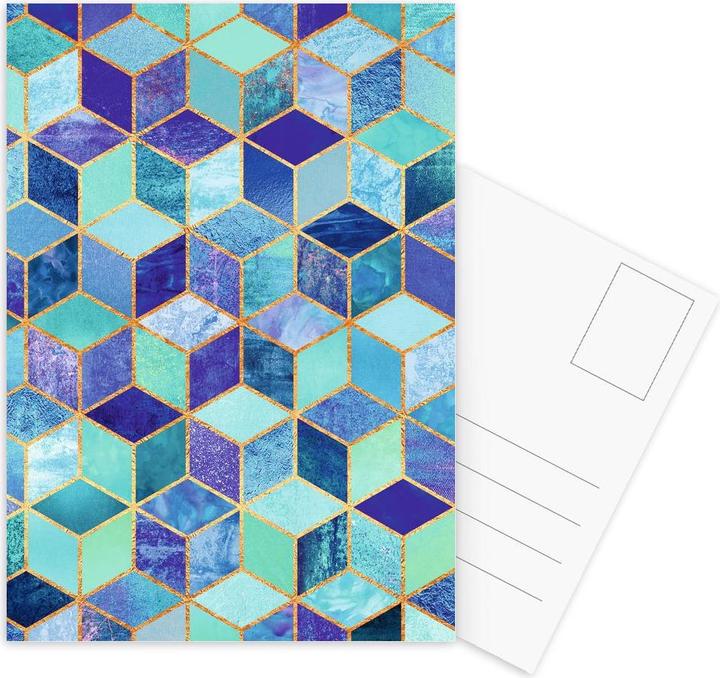 Actual product image Juniqe Blue Cubes - Abstract & Geometric (3 pcs.)