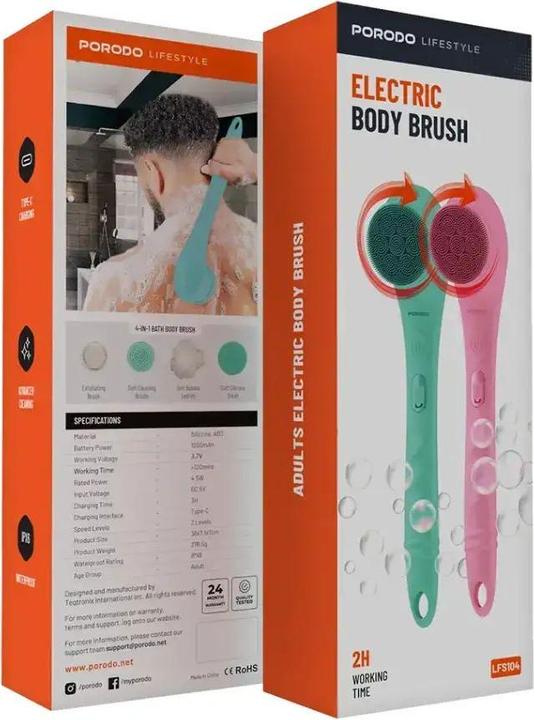 Image du produit Porodo Lifestyle 4-in-1 Electric Body Brush - Pink