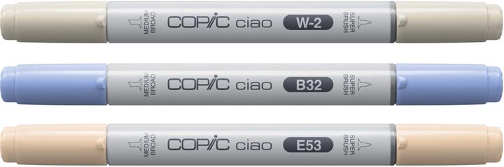 Actual product image Copic CIAO - Brand (Cozy Palette. B-32 Pale Blue, E-53 Raw Silk, W-2 Warm Gra, 6 mm, 3 x)