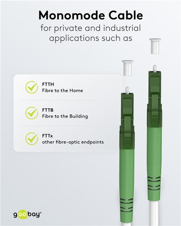 Produktbild Goobay Glasfaserkabel FTTH, Singlemode OS2 White, weiss Simplex, 2 m (CAT7, 2 m)