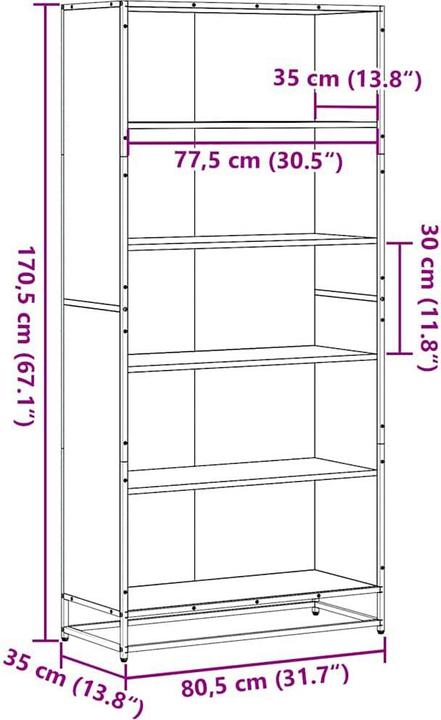 Image du produit VidaXL Bibliothèque Étagère sur pied Étagère de bureau Étagère de rangement Chêne fumé