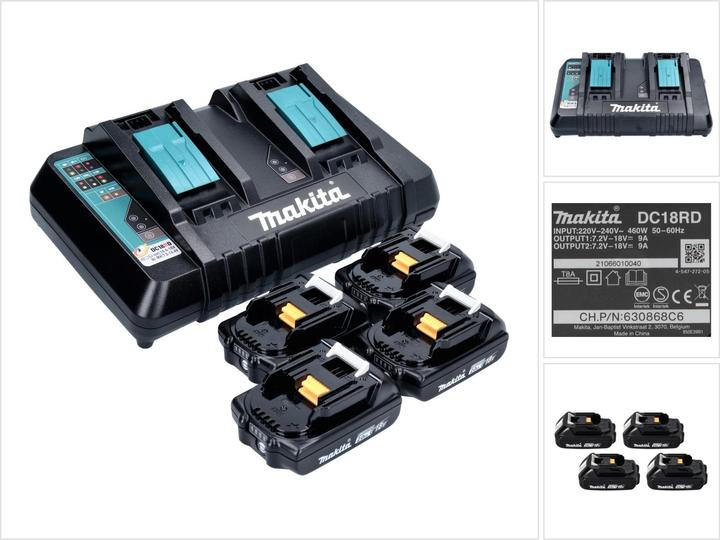 Actual product image Makita Power Source Kit 18 V with 4x BL 1820 B 2.0 Ah rechargeable battery ( 4x 197254-9 ) + DC 18 RD (18 V)