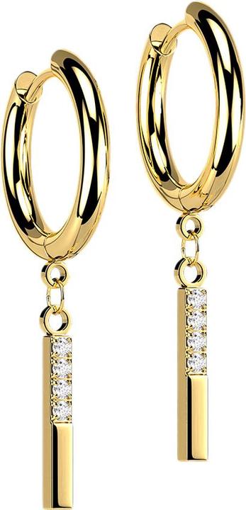 Star Piercing Ohrring vergoldet Anhänger Balken mit Kristallen (ohne Messing, Chirurgenstahl 316L)