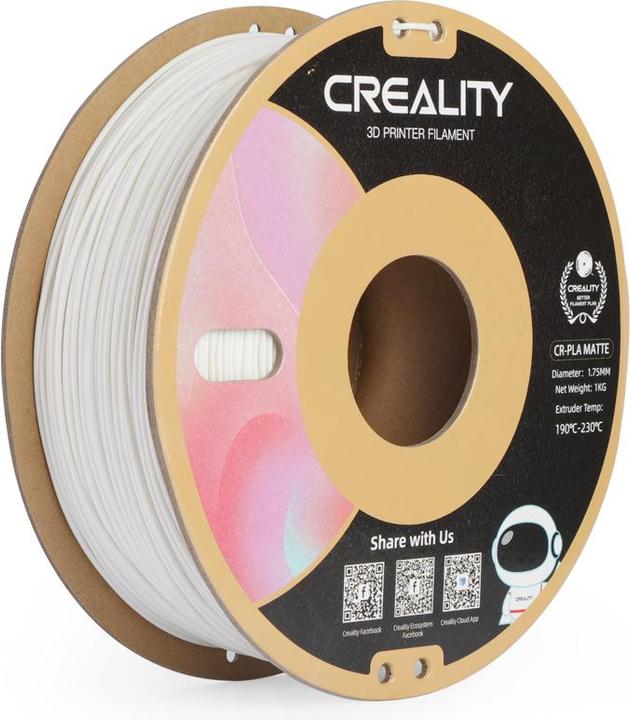 Image du produit Creality CR-PLA Matte 3D printer filament, 1.75 mm, gypsum white (PLA, 1.75 mm, 1000 g, Blanc)